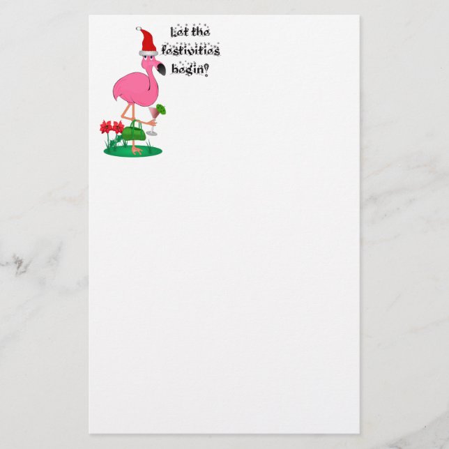 Christmas Flamingo Stationary Stationery (Front)