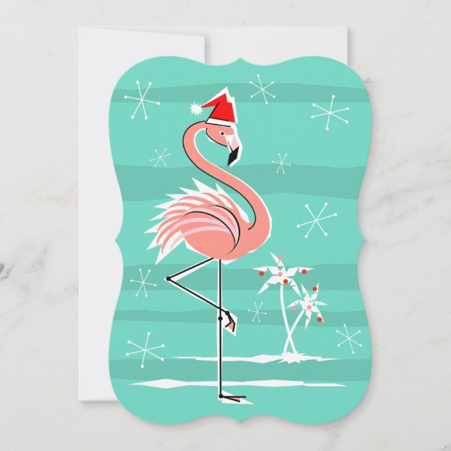 Christmas Flamingo Stripe invitation vertical (Front)