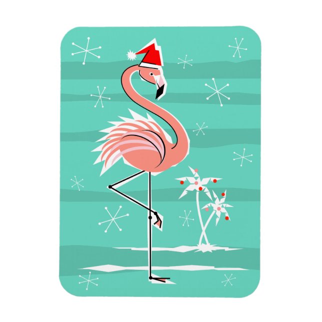 Christmas Flamingo Stripe magnet flexible (Vertical)