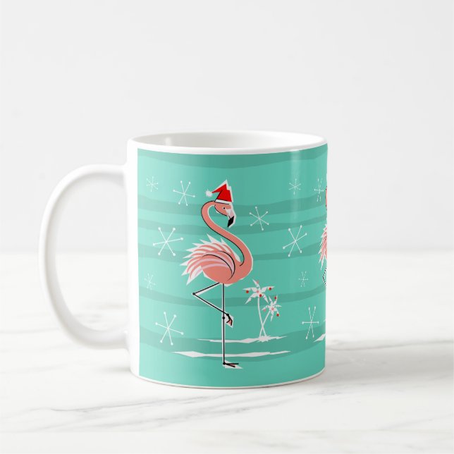 Christmas Flamingo Stripe mug (Left)