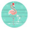 Christmas Flamingo Stripe sticker round
