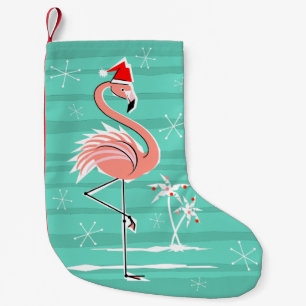 Christmas Flamingo Stripe stocking one sided