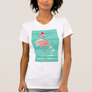 Christmas Flamingo Stripe t-shirt women's