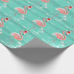 Christmas Flamingo Stripe wrapping paper