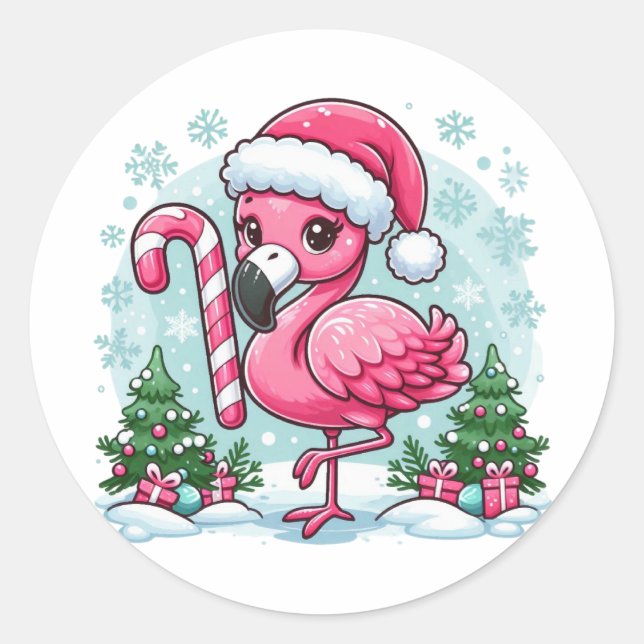 Christmas Flamingo Sublimation Clipart-10424 Classic Round Sticker (Front)