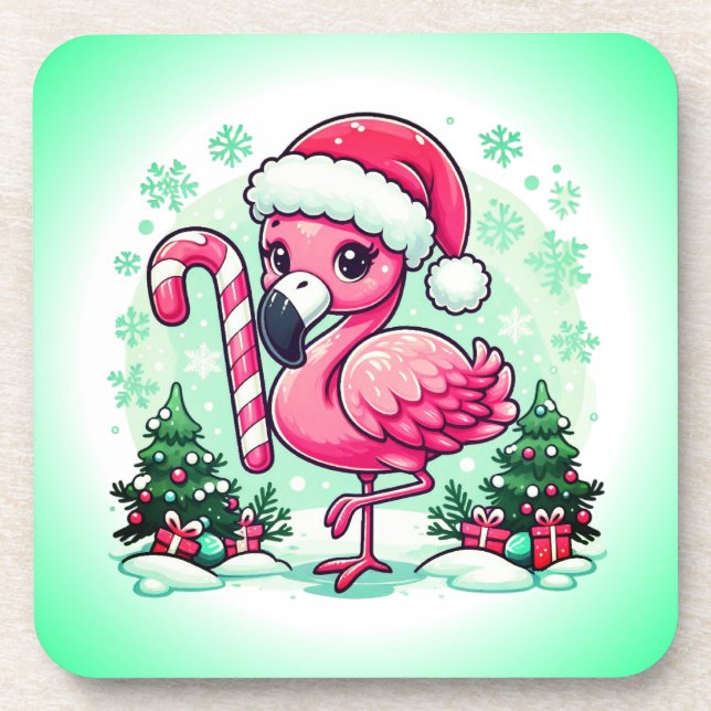 Christmas Flamingo Sublimation Clipart-10424 Coaster (Front)