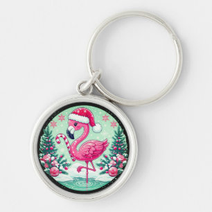 Christmas Flamingo Sublimation Clipart-10424 Key Ring