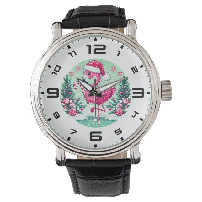 Christmas Flamingo Sublimation Clipart-10424 Watch (Front)