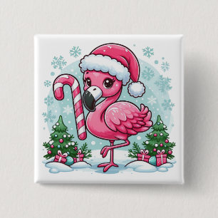 Christmas Flamingo Sublimation Clipart 15 Cm Square Badge