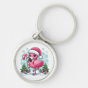 Christmas Flamingo Sublimation Clipart  Key Ring
