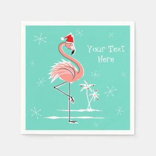 Christmas Flamingo Text paper napkin