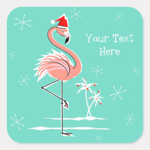 Christmas Flamingo Text sticker square