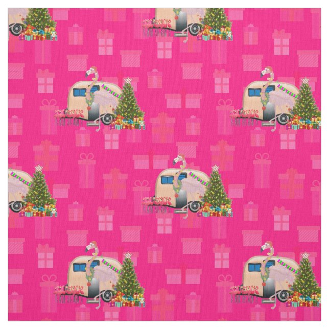 christmas flamingo trailer fabric (Swatch)