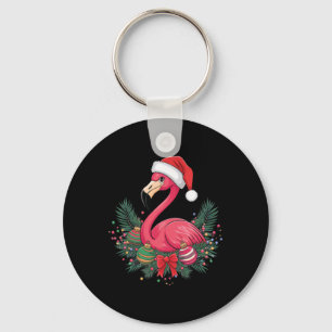 Christmas Flamingo Winter  Key Ring