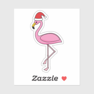 Christmas Flamingo with Santa Hat