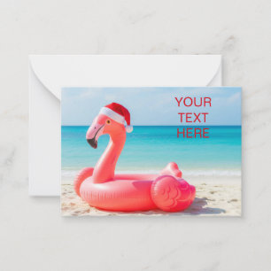Christmas flamingo with santa hat card