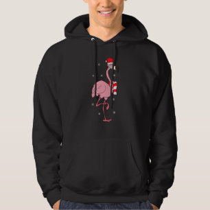 Christmas Flamingo With Santa Hat Cute Christmas F Hoodie
