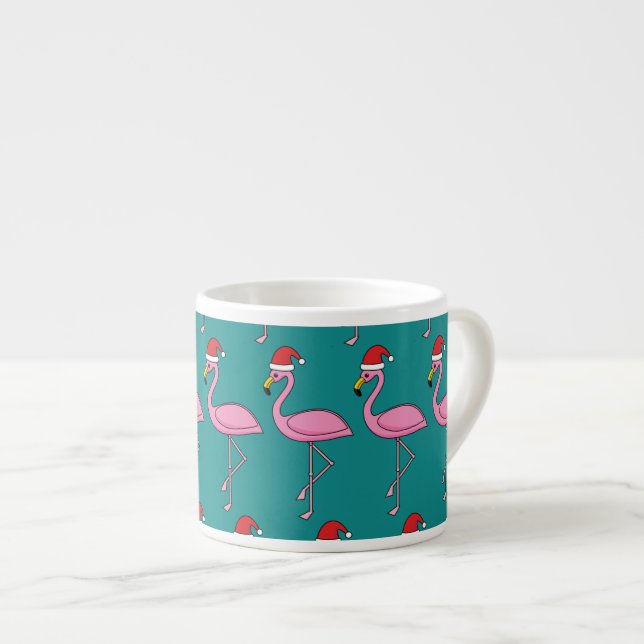 Christmas Flamingo with Santa Hat Espresso Cup (Front Right)