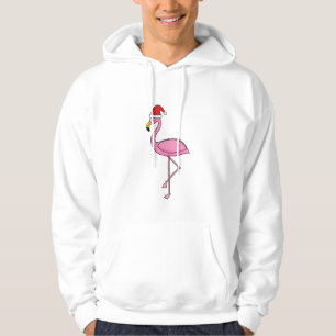 Christmas Flamingo with Santa Hat Hoodie