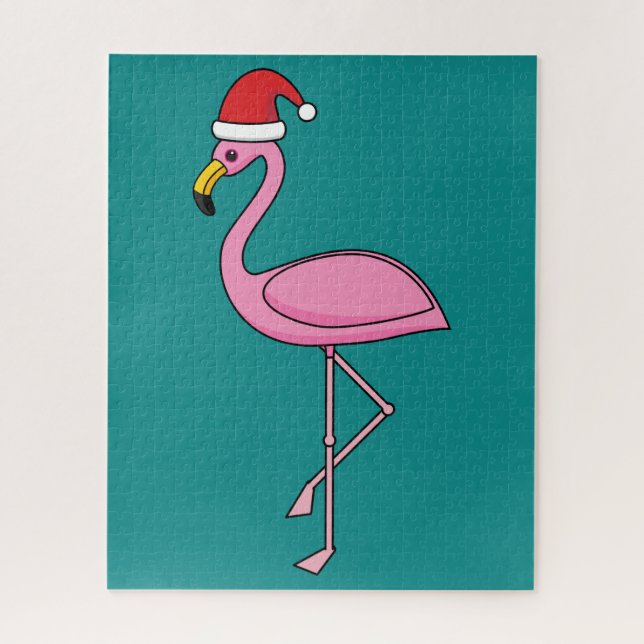 Christmas Flamingo with Santa Hat Jigsaw Puzzle (Vertical)