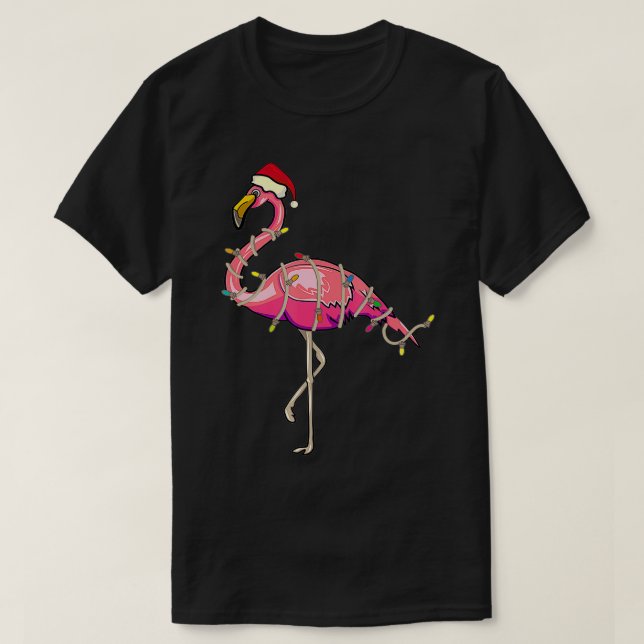 Christmas Flamingo  Xmas Lights  Gift Kids Men Wom T-Shirt (Design Front)