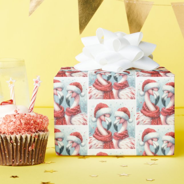 Christmas Flamingos Wrapping Paper (Birthday Party)