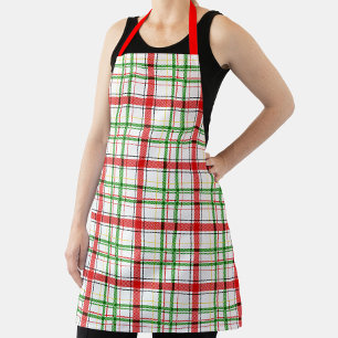 Christmas Flannel Plaid Tartan Design - White Apron