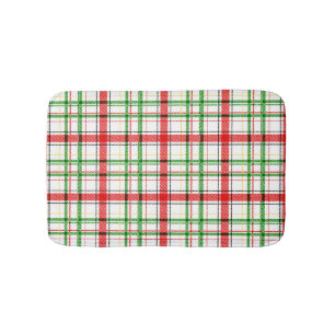 Christmas Flannel Plaid Tartan Design - White Bath Mat