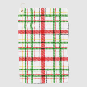 Christmas Flannel Plaid Tartan Design - White  Golf Towel