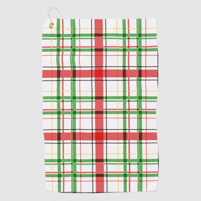 Christmas Flannel Plaid Tartan Design - White  Golf Towel (Front)