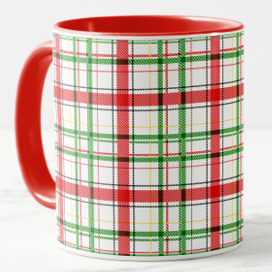 Christmas Flannel Plaid Tartan Design - White  Mug
