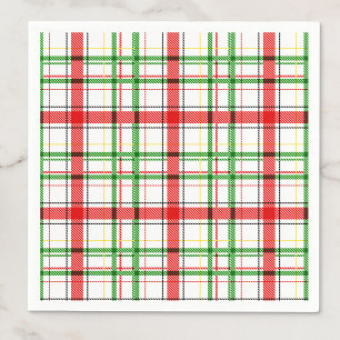 Christmas Flannel Plaid Tartan Design - White  Napkin