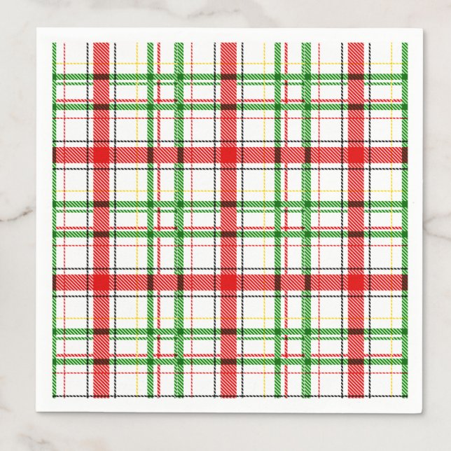 Christmas Flannel Plaid Tartan Design - White  Napkin (Creator Uploaded)