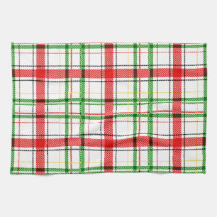 Christmas Flannel Plaid Tartan Design - White  Tea Towel