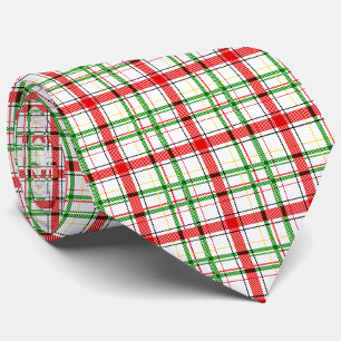 Christmas Flannel Plaid Tartan Design - White Tie