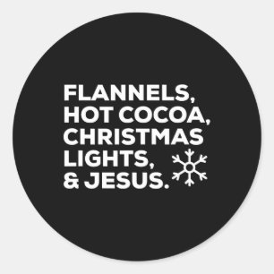 Christmas Flannels Hot Cocoa Christmas Lights An J Classic Round Sticker