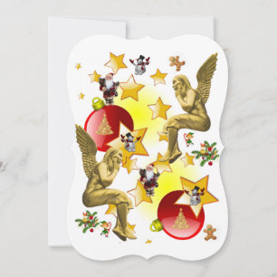 Christmas Flat Greeting Card, Christmas Angel Card