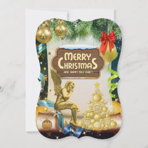Christmas Flat Greeting Card, Christmas Angel Card