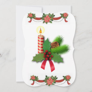 Christmas Flat Greeting Card, Christmas Candle Card