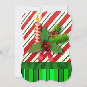 Christmas Flat Greeting Card, Christmas Candle Card