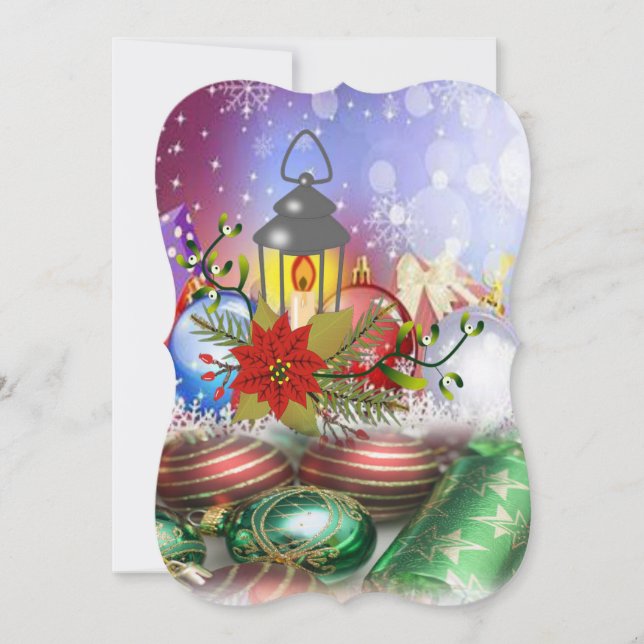 Christmas Flat Greeting Card, Christmas Candle Card (Front)
