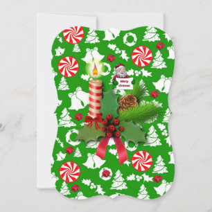 Christmas Flat Greeting Card, Christmas Candle Card