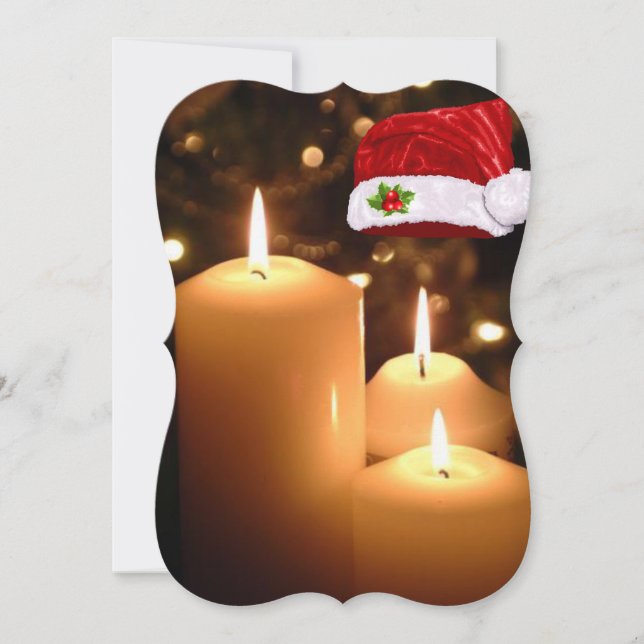 Christmas Flat Greeting Card, Christmas Candle Card (Front)