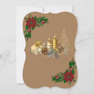 Christmas Flat Greeting Card, Christmas Candle Card