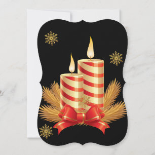 Christmas Flat Greeting Card, Christmas Candle Card
