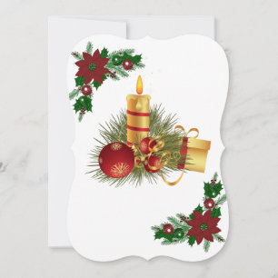 Christmas Flat Greeting Card, Christmas Candle Card