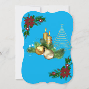 Christmas Flat Greeting Card, Christmas Candle Card