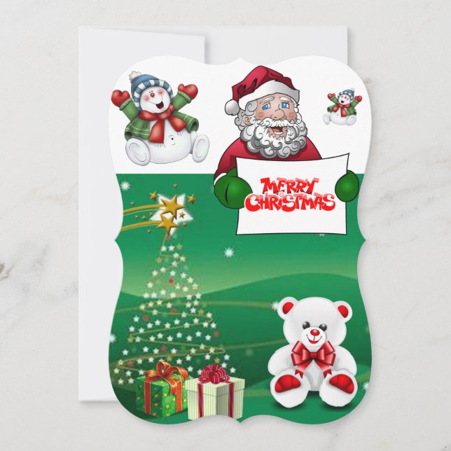 Christmas Flat Greeting Card, Merry Christmas Card (Front)