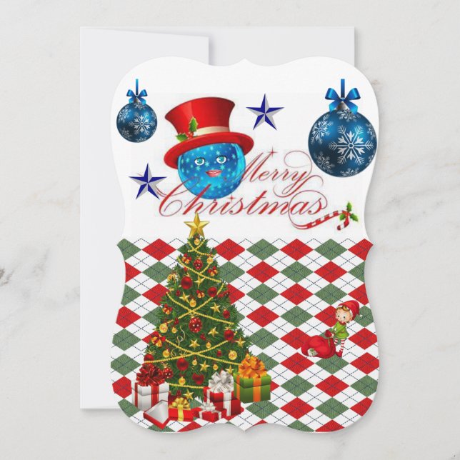 Christmas Flat Greeting Card, Merry Christmas Card (Front)