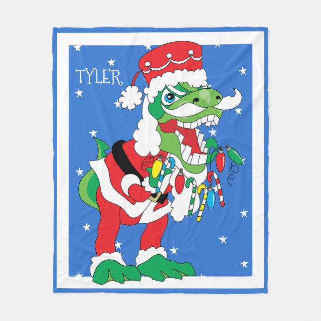 Christmas Fleece Blanket/Medium TySantaSaurus Rex Blanket (Front)